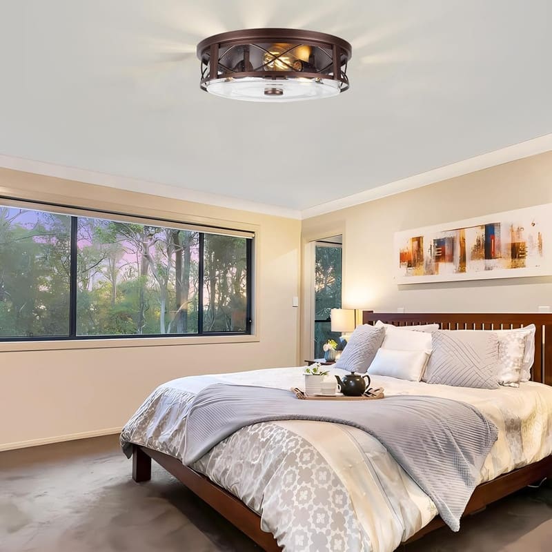 16 Inch ceiling lighting bronze flush mount ceiling light glass metal kitchen lights fixture - 16 Inch