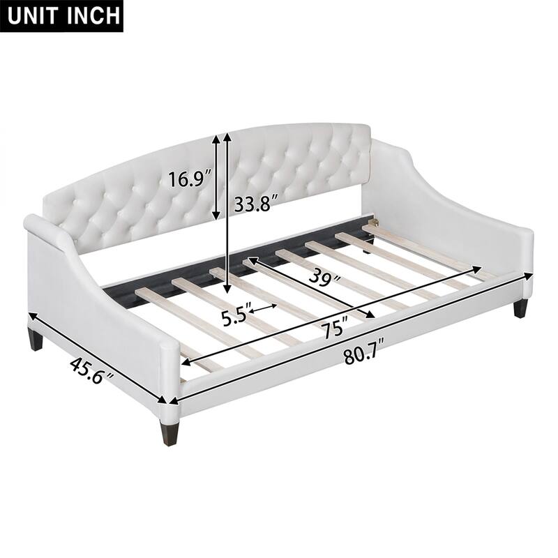 Twin Size Velvet Tufted Daybed with Wood Frame and Legs
