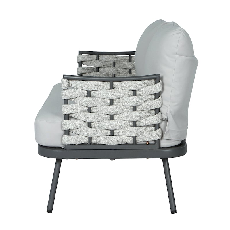 Christopher Knight Home - Cadence Rope and Steel Patio Loveseat and Table Set
