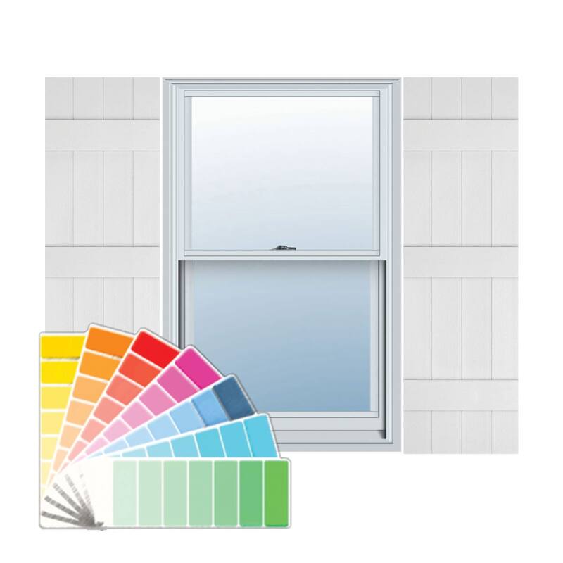Lifetime Vinyl, TailorMade Four Board Joined (3 Batten), Board-n-Batten Shutters, w/Shutter-Loks (Per Pair)