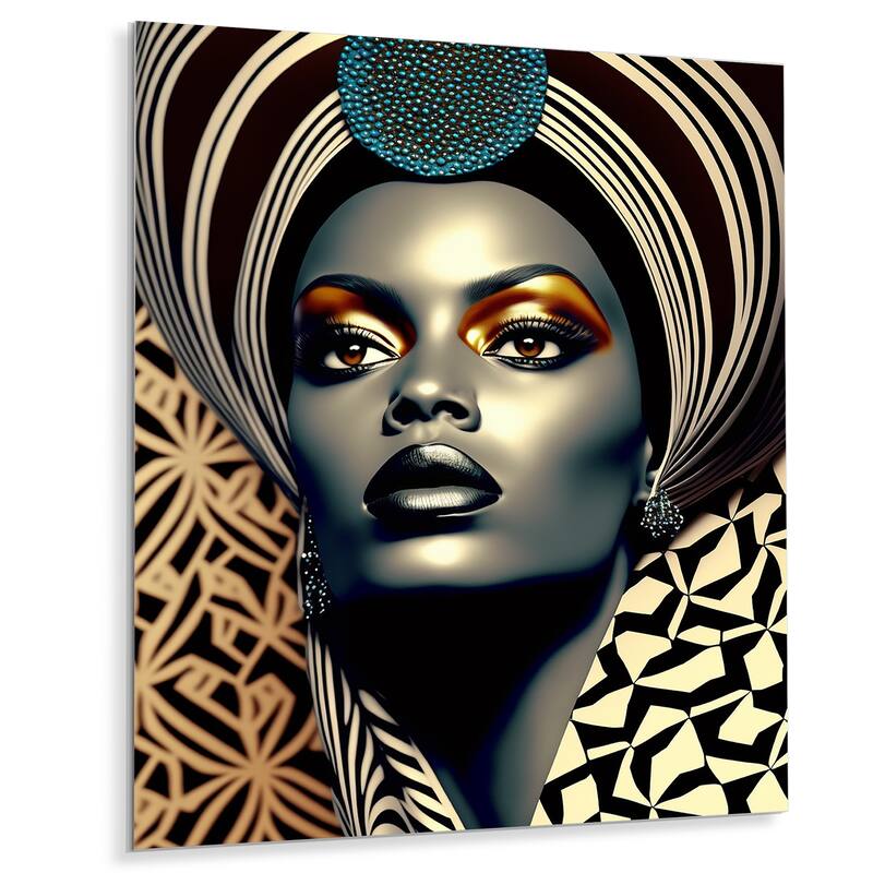 Designart 'Beautiful Contemporary African Retro Woman VI' African American Woman Metal Wall Art