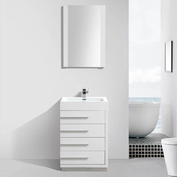 Shop Solid Wood Single Bathroom Vanity Acrylic Sink With Mirror On Sale Overstock 31488744