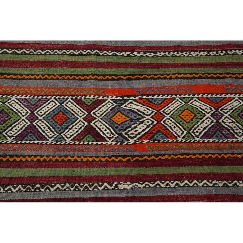 Hand Woven Oriental 100% Wool Carpet Southwestern Tribal Multi-Colored Kilim Area Rug - 8' 3'' X 6' 0''