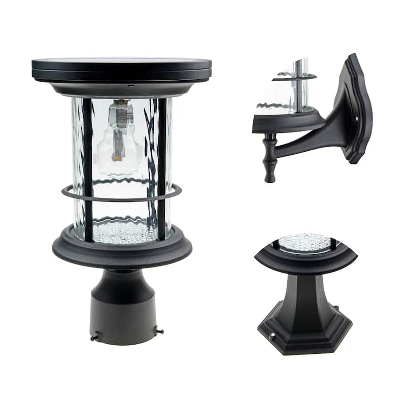 Gama Sonic Silo Black Solar 3' Fitter Post Light with Pier or Wall
