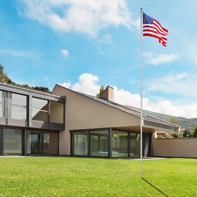 30 Feet Sectional Aluminum Extra Thick Flagpole Kit for Ideal for Outside House - N/A