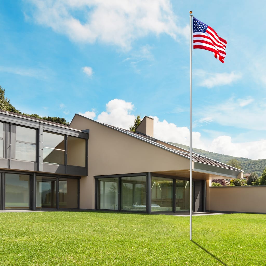 30 Feet Sectional Aluminum Extra Thick Flagpole Kit for Ideal for Outside House - N/A