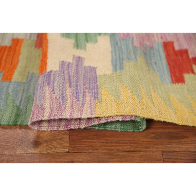 Kilim Reversible Area Rug Flat-weave Wool Carpet - 5'1" x 6'9"