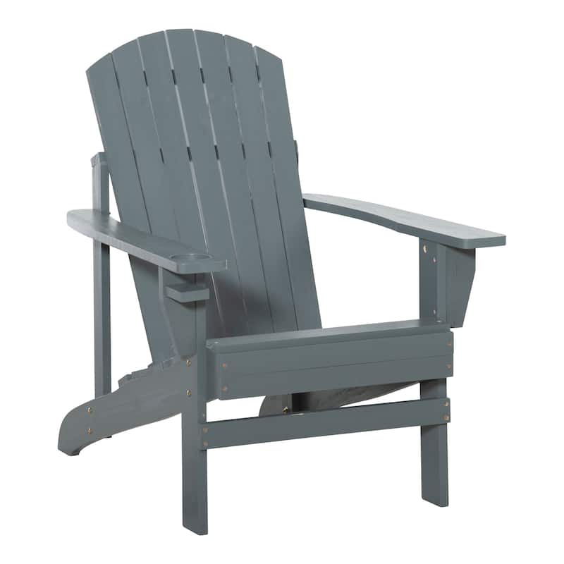Outsunny Oversized Fir Wood Adirondack Chair with Cup Holder