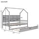 preview thumbnail 4 of 36, Wooden Twin Size House Bed with Trundle and Shelf for Kids
