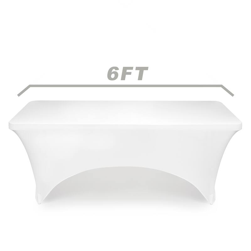 6ft Rectangular Spandex Fitted Tablecloth White