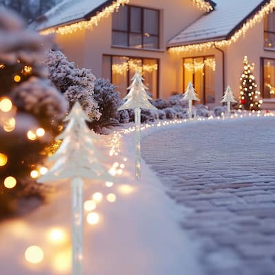 4ct Christmas Tree Pathway Marker w/ Lawn Stakes - Clear Lights