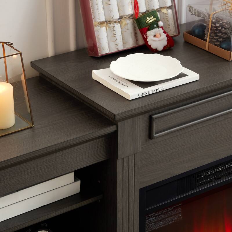 Modern Media Console Table TV Stand with 23" Fireplace Insert