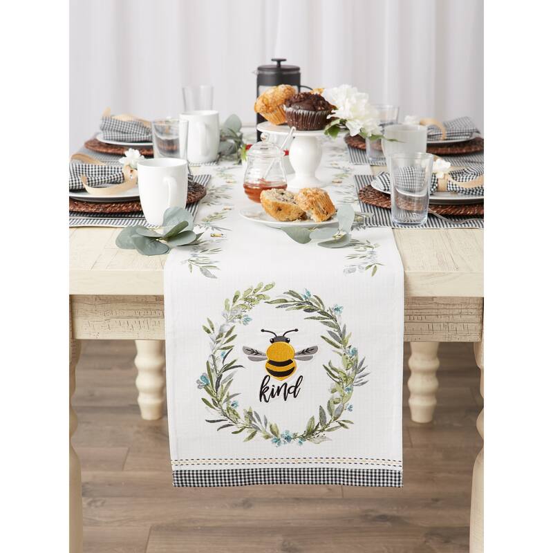 DII Bee Kind Reversible Embellished Table Runner - Reversible Table Runner, 14x108"