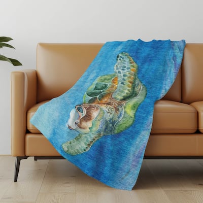 Premium Machine Washable ASB148 Turtle Sherpa Throw Blanket