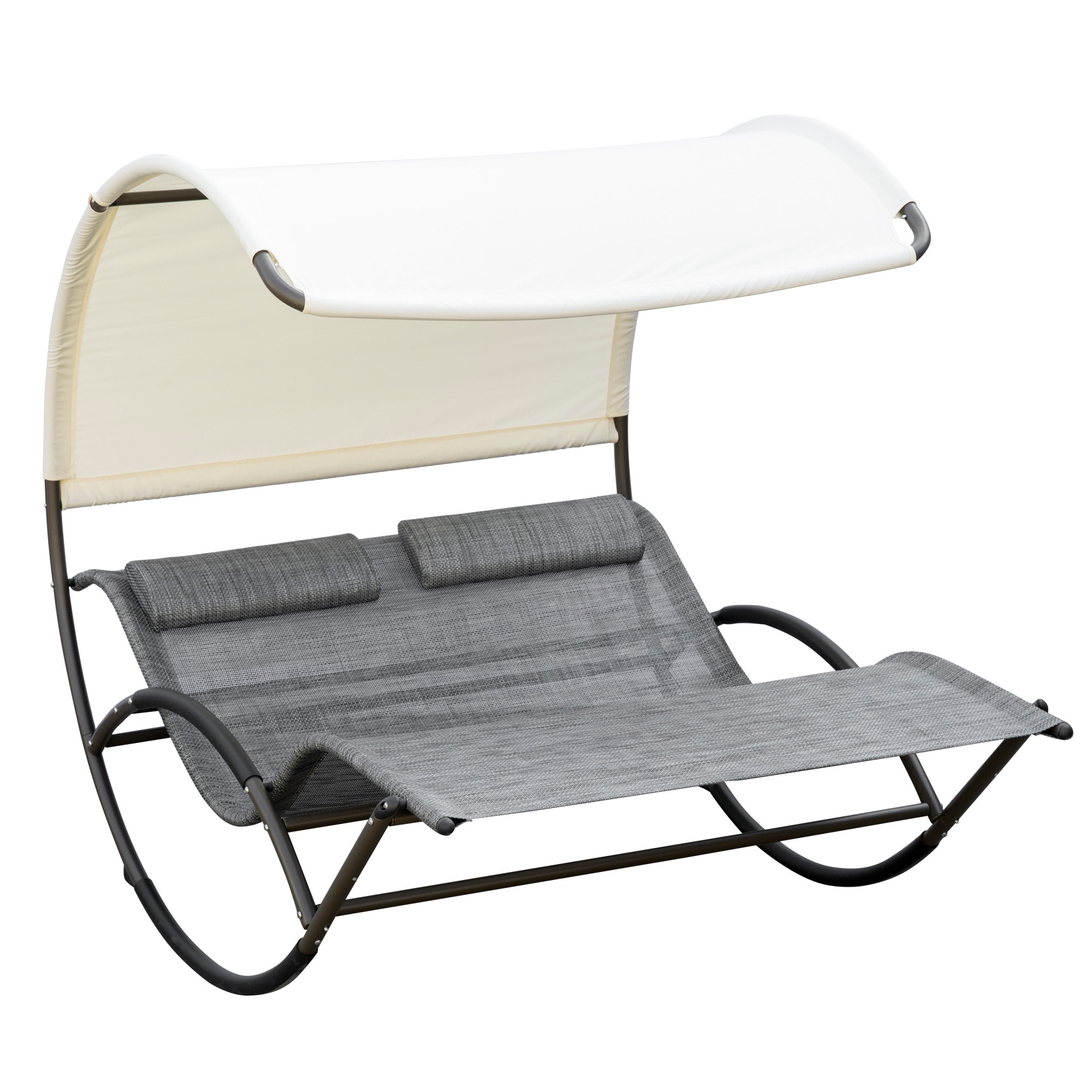 Outsunny Outdoor Double Chaise Rocking Chair, Day Bed Sun Lounger