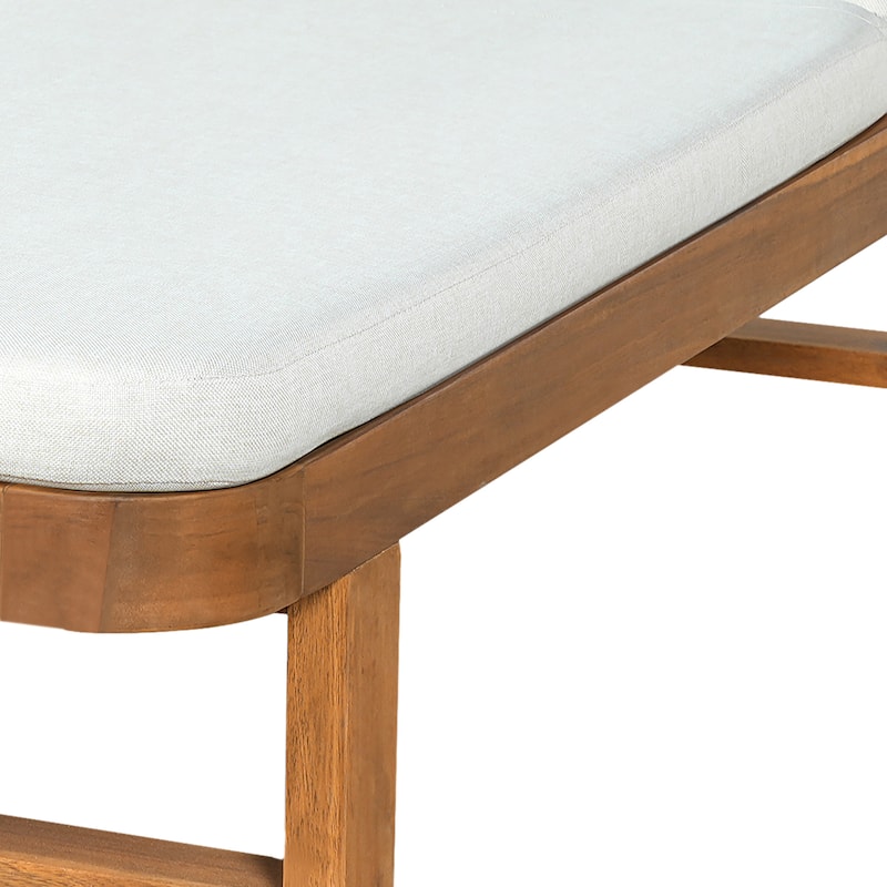 Christopher Knight Home - Milos Outdoor Acacia Wood Chaise Lounge with Adjustable Backrest & Water Resistant Cushioned Seat