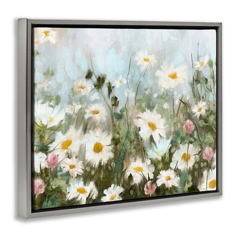 Stupell Daisy Field Painting Framed Floater Canvas Wall Art Design by Nina Blue