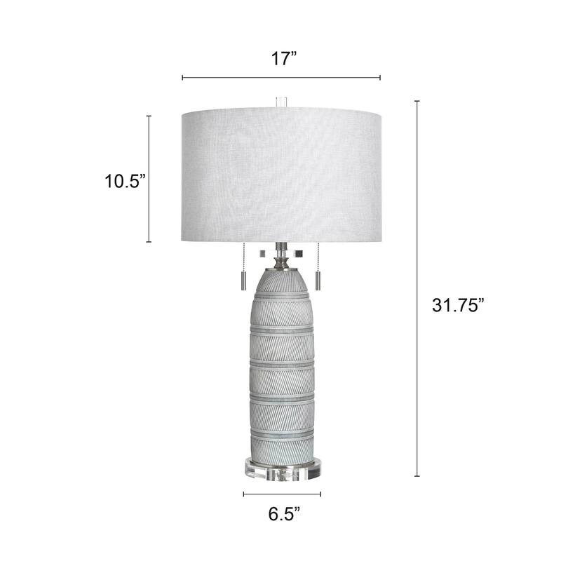 StyleCraft Poly Table Lamp - Greyson Silver - White Shade