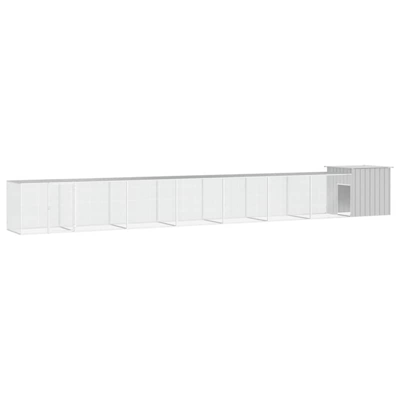 vidaXL Chicken Coop Multipurpose Chicken House with Mesh Cage Galvanized Steel - 275.6" x 35.8" x 39.4" - Gray