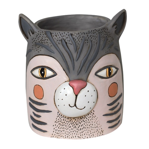 Allen Designs Grey Fat Cat Head Indoor/Outdoor Planter - 6.75 X 5 X 5 inches