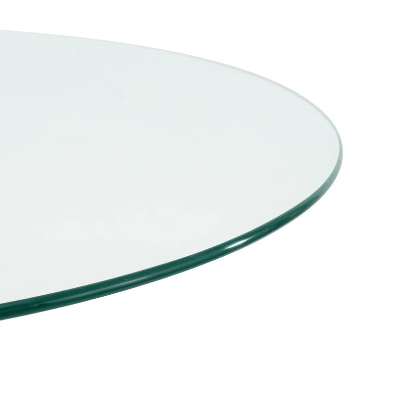 3 Piece Round Tempered Glass Dining Table Set, with Gold-plated Metal Legs