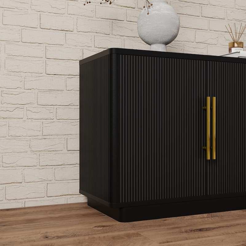 70"W Modern Fluted TV Stand for TV up to 78" with Storage