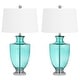 preview thumbnail 3 of 7, SAFAVIEH Lighting 30-inch Desiree Glass Seafoam Green Table Lamp (Set of 2) - 16"W x 16"D x 30"H