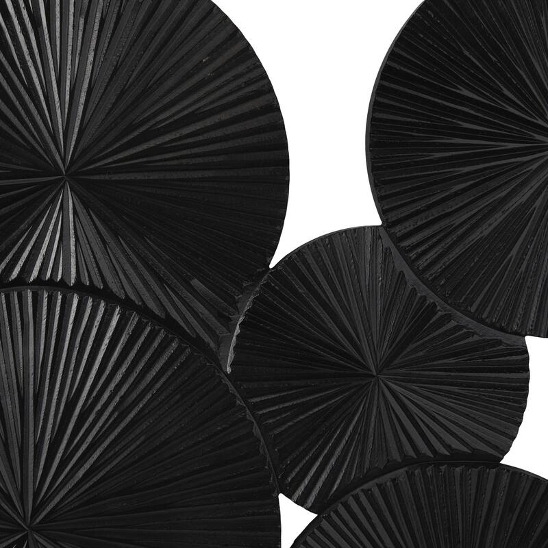 Wood Plate Carved Pinwheel Home Wall Decor - Black or White - Roche River Decor