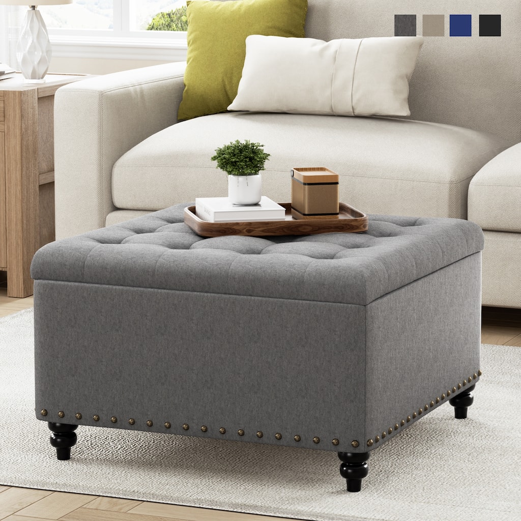 Large Square Storage Ottoman for Living Room