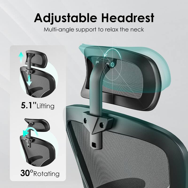 Ergonomic Office Chair, Office Desk Chair with Headrest, High Back Computer Chair with Armrests and Adjustable Lumbar Support