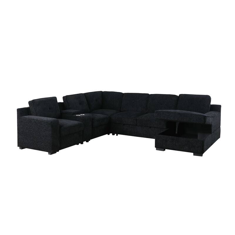 Oversized U Shaped Sleeper Sectional Sofa Pull Out Couch Bed