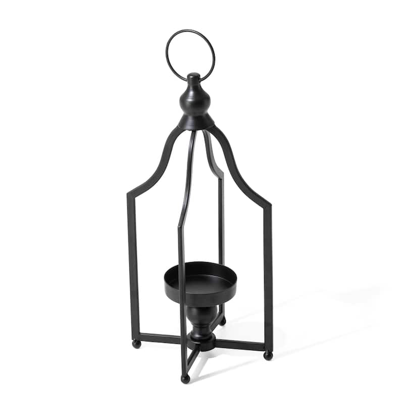 Glitzhome Modern Black Metal Foldable Lanterns Spring Wedding Hanging Candle Holders