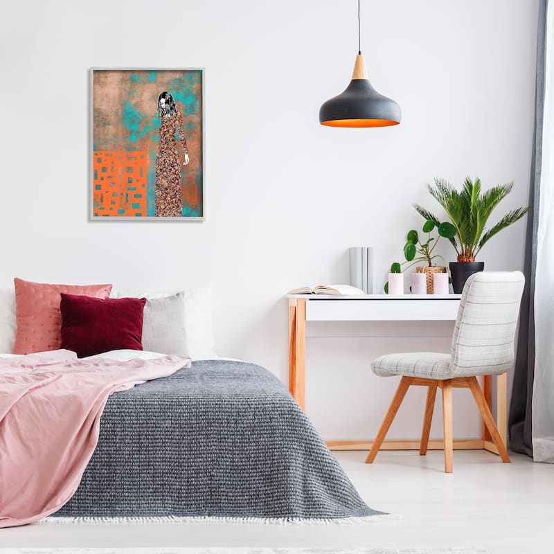 Stupell Modern Female Portrait Abstract Collage Bold Shapes Framed Wall Art - Multi-Color