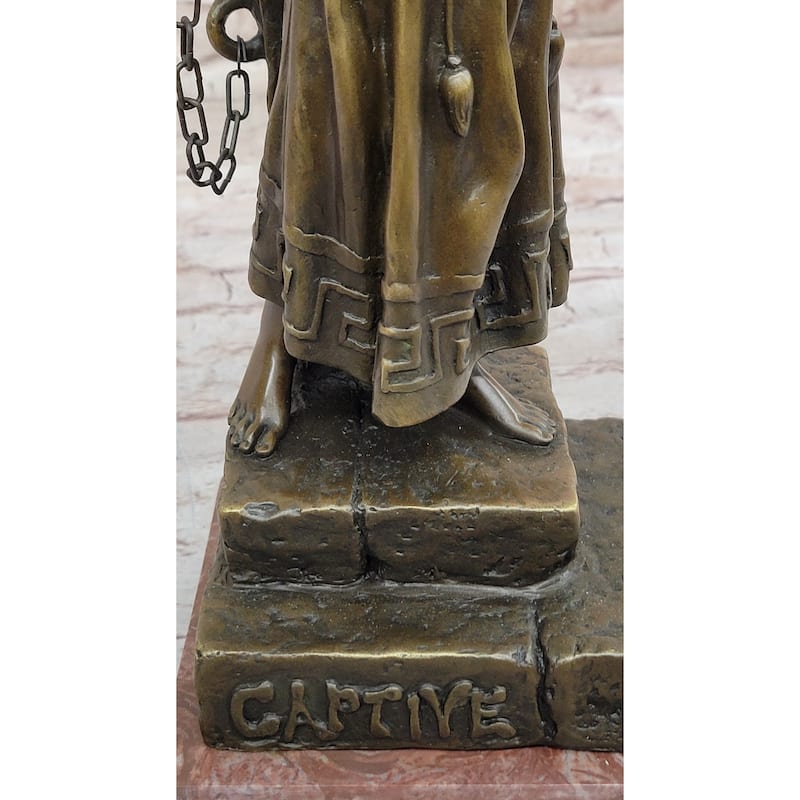 Captive Woman Awaits Her Savior - Bronze Sculpture Statue By Villanis On Marble Base
