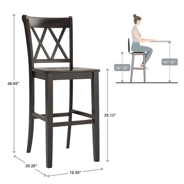 dimension image slide 1 of 2, Eleanor X-Back Wood Counter Chairs (Set of 2) by iNSPIRE Q Classic