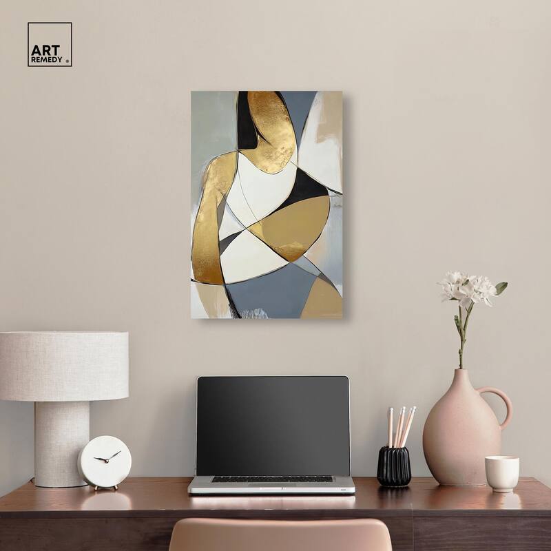 Gold Leaf Contours Canvas by Art Remedy, Gallery Wrapped
