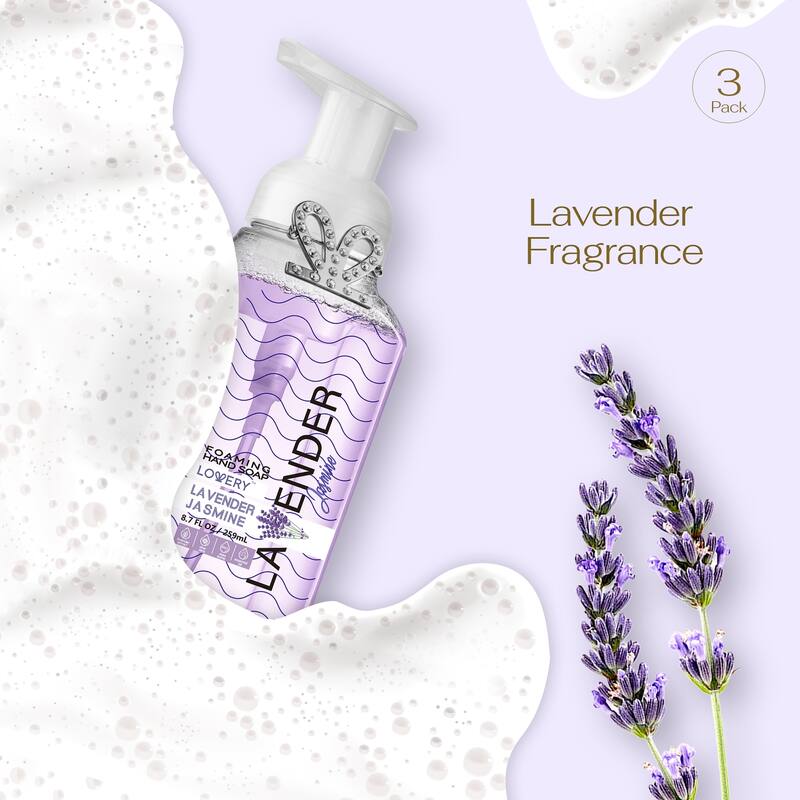 Lovery Foaming Hand Soap - Lavender Jasmine - Pack of 3 - Free Swarovski Bracelet - 3 pc