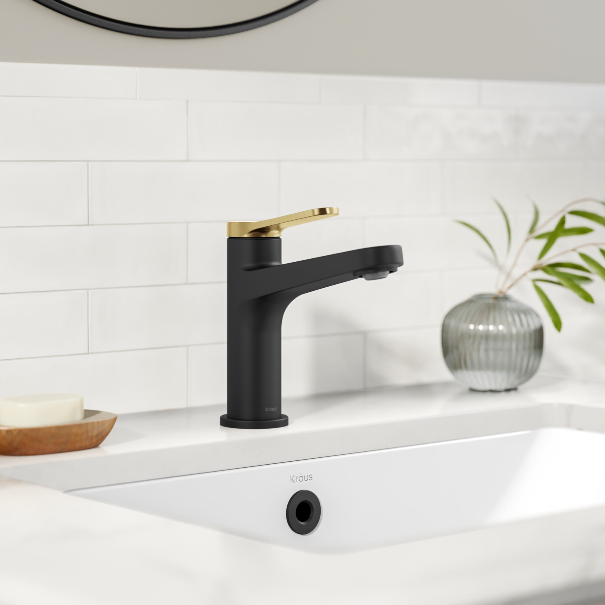 KRAUS Indy Single Handle Bathroom Sink Faucet – Brushed Gold, One Hole, 1.2 GPM Eco-Friendly Aerator, Solid Brass, KBF-1401BG