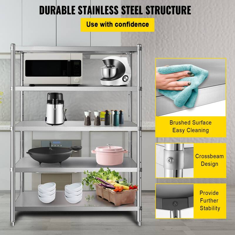 Heavy Duty Stainless Steel Adjustable Shelf Storage Unit Ideal for Kitchen Office or Garage