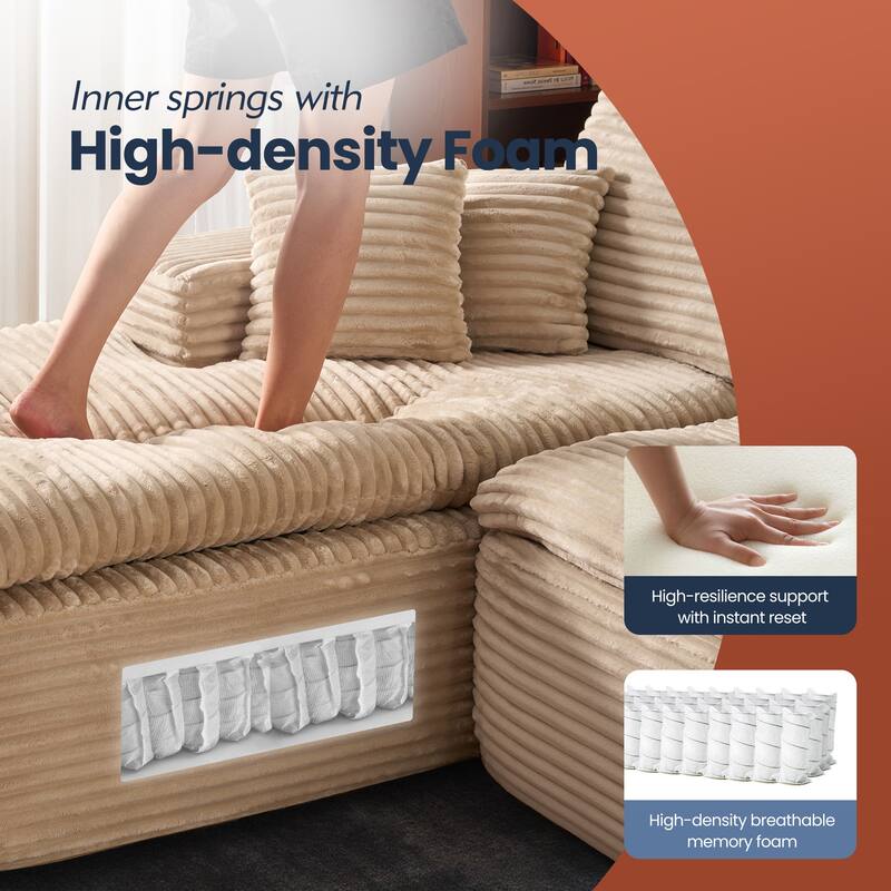 HOOOWOOO Modern Upholstered Fabric Sectional Sofa with Chaise