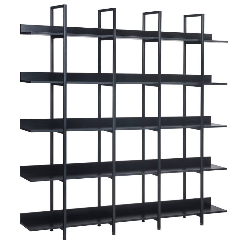 5 Tier Bookshelf Office Bookshelf Metal Frame MDF Board Industrial Style