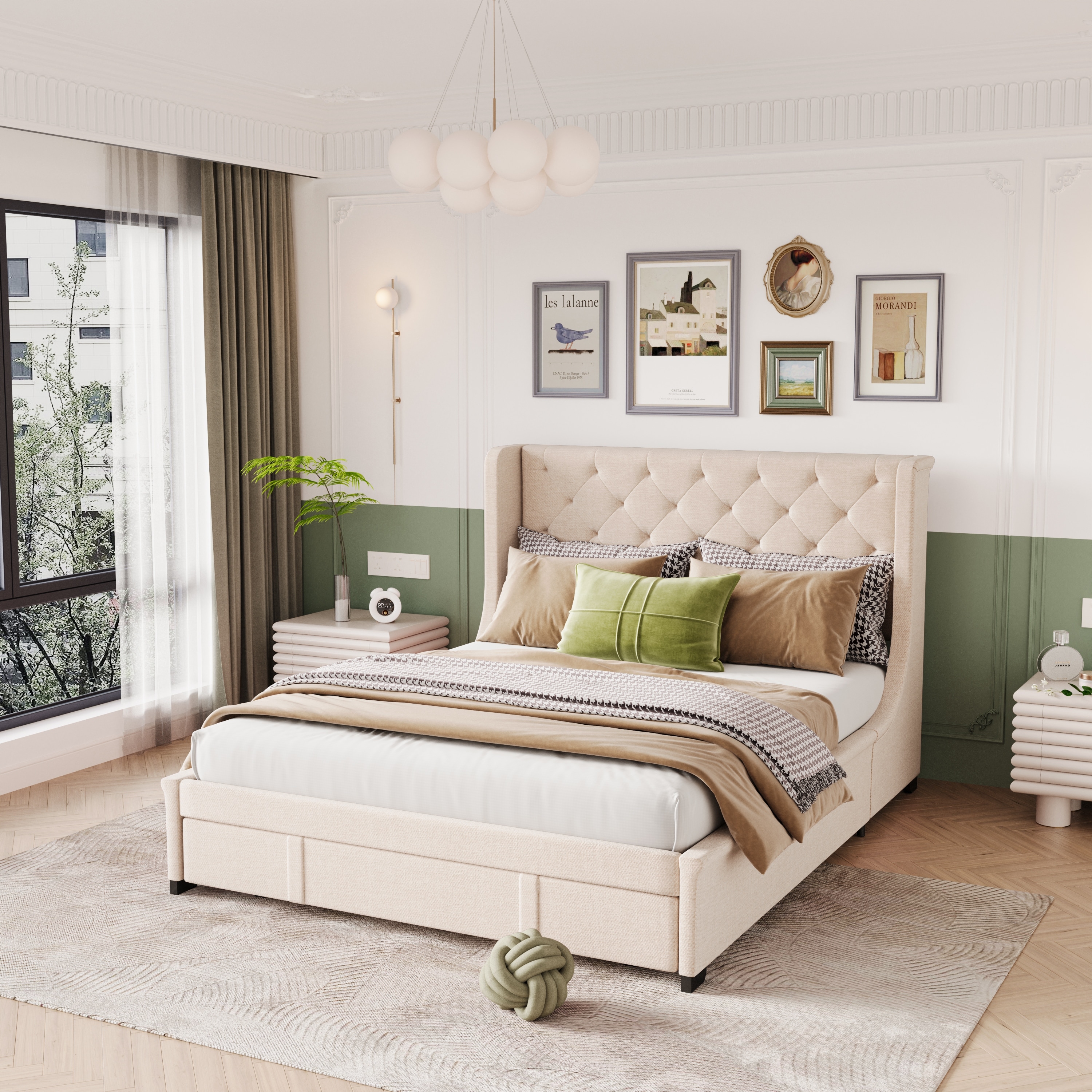 Wingback ottoman bed outlet