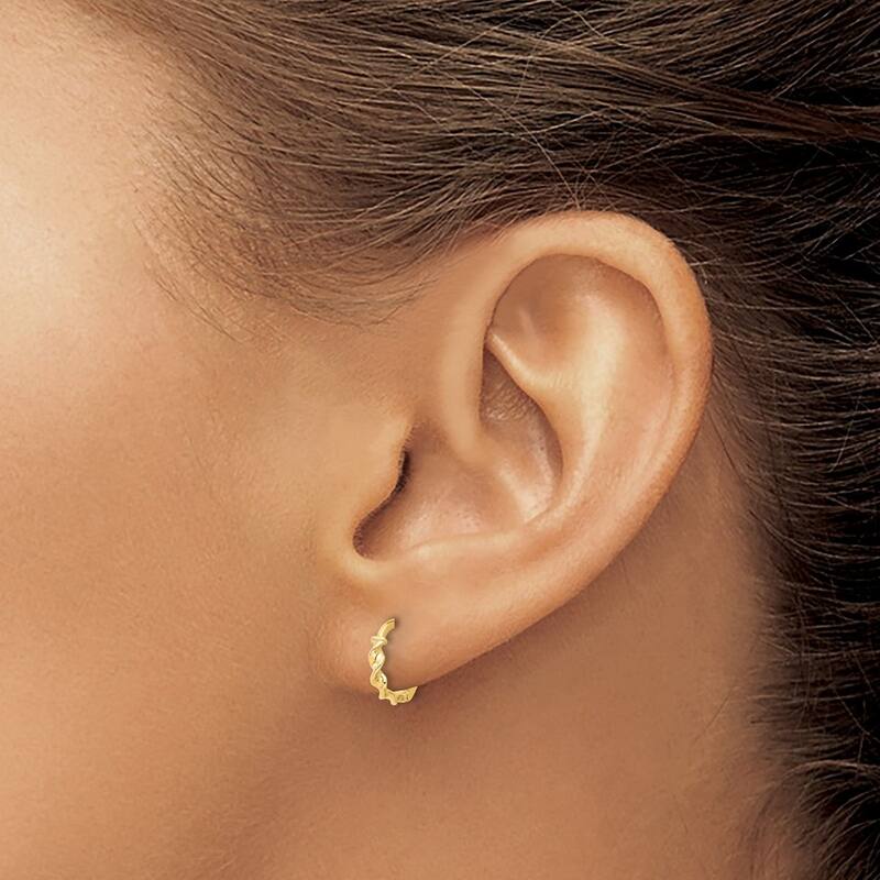 Curata 14k Yellow Gold Polished Twisted Hoop Earrings - 9.84x10.4mm