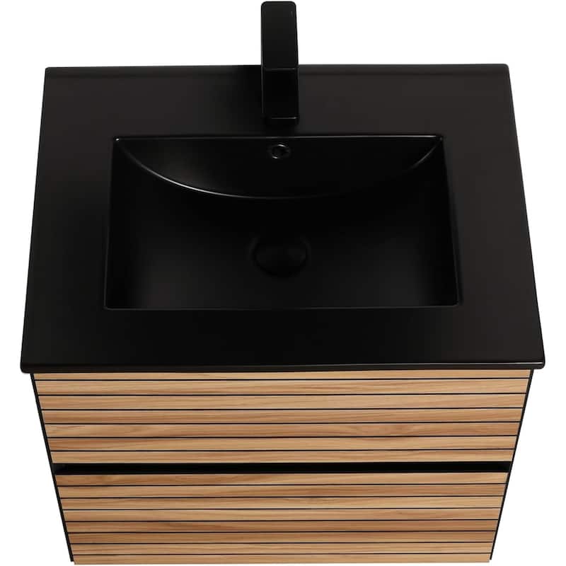 Blossom Annecy 24" Floating Bathroom Vanity with Black Ceramic Sink