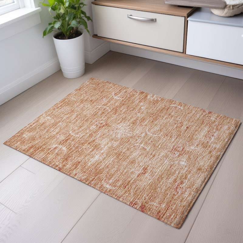Premium Washable Super Soft Vintage Traditional Mayfield Rug - Salmon - 1'8" x 2'6"
