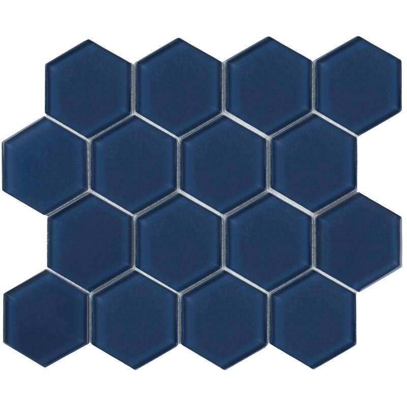 3" Beehive 10.25 in. x 11.75 in. Hexagon Glass Mesh-Mounted Mosaic Tile