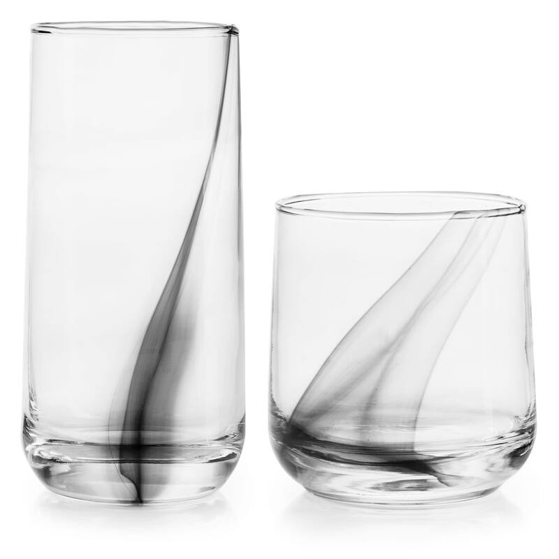 Libbey Ascent Black Ribbon 16 Piece Tumbler and Rocks Glass Set - Set of 16