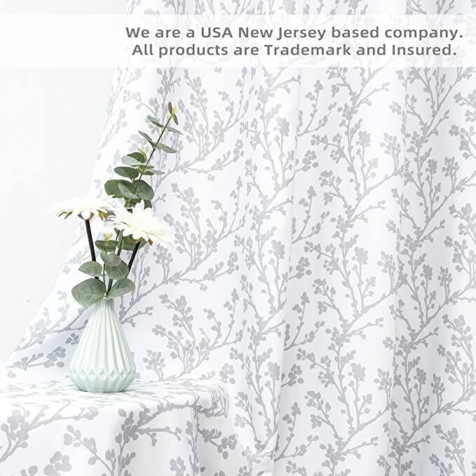 DriftAway Sarah Floral Tree Branch Pattern Blackout Window Curtain Grommet 2 Layer