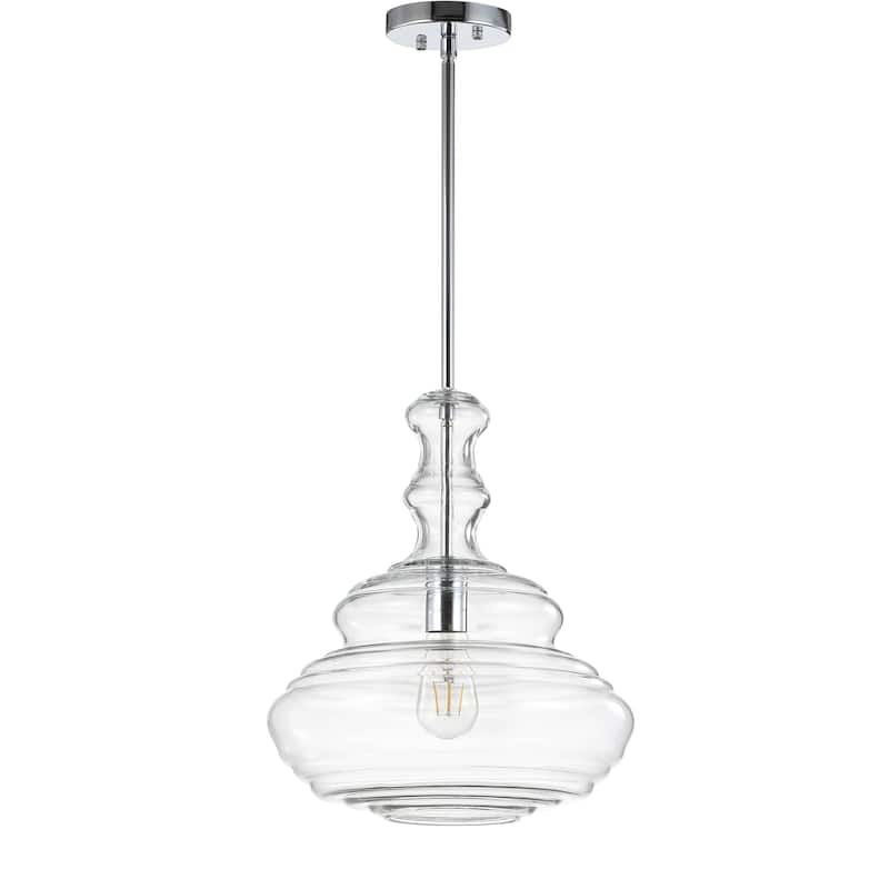 Monkey 13.37" Glass/Metal LED Pendant, by JONATHAN Y
