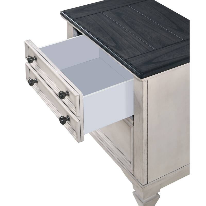 Charming Two-Tone 1-Pc Nightstand w/ Drawers for Bedroom